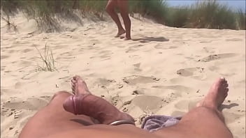 free showing off on the beach while people walk by jerking off and cum full on red free