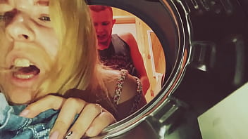 free my stepsister got stuck in the washing machine and i decided to help her with my big dick free
