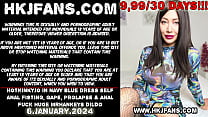 free hotkinkyjo in navy blue dress self anal fisting gape prolapse anal fuck huge mrhankeys dildo free