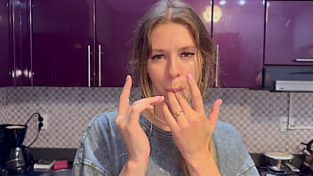 free dormmategirl gets cum in mouth and hair while there is no one in the kitchen except us free