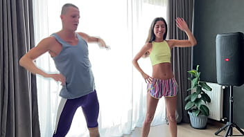 free bisexual threesome without a condom with stepfather after morning exercises free